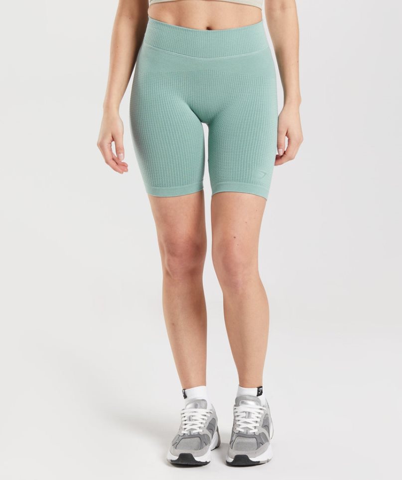 Women\'s Gymshark Pause Seamless Cycling Shorts Light Green | CA 56718D